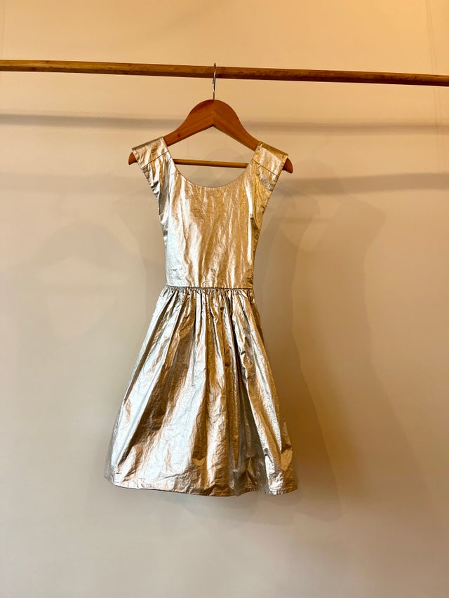 knee length dresses for ladies COS Rose Gold Metallic Shift Dress 1-2Y – Everbean Kids
